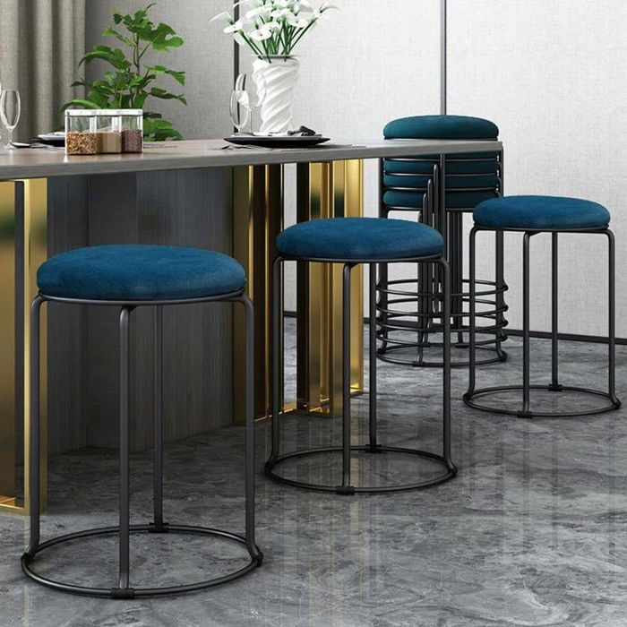 Taboret welurowy MOGUOBIN, zestaw 5 szt., kolor szmaragdowy