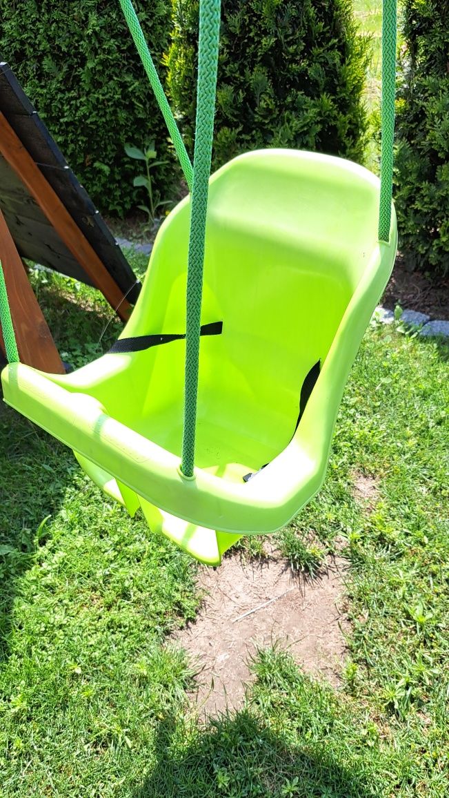 Huśtawka kubełkowa dla dzieci z pasami zielona