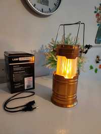 Lampka złota lampa przenośna kempingowa Latarka LED Solarna USB