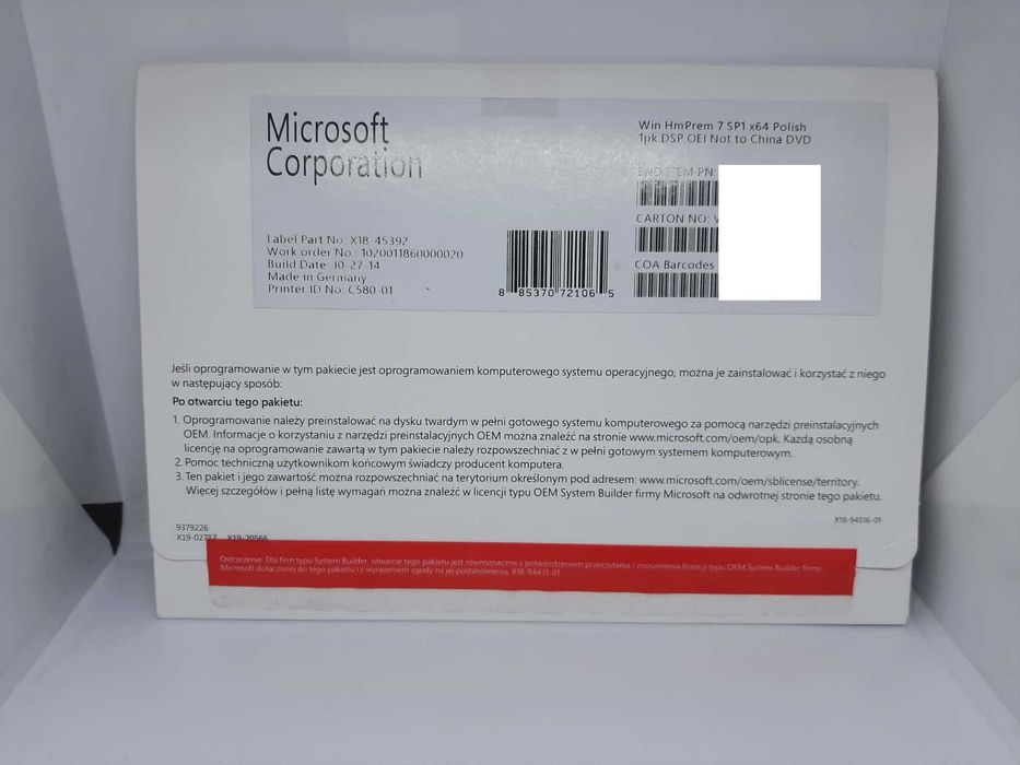 Windows 7 HomePremium SP1 x64PL Nowy