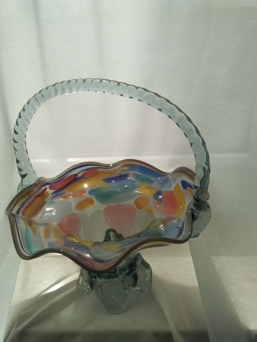 Koszyczek PRL-u szkło kolorowe