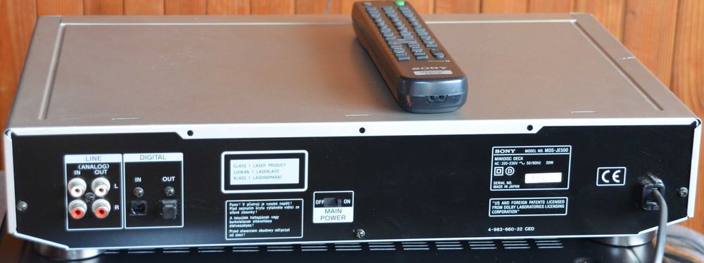 Sony MDS-JE500 + Pilot odtwarzacz Mini Disc srebrny + Gratis