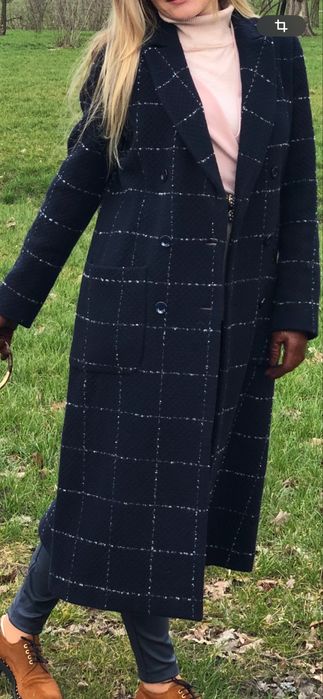 Пальто синє  Max mara, Marela двоботне у клітину