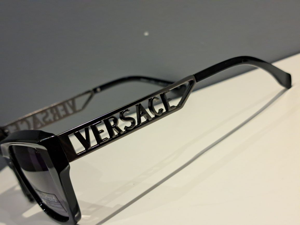 Versace czarne polaryzacyjne okulary damskie nowe logo filtr uv 400
