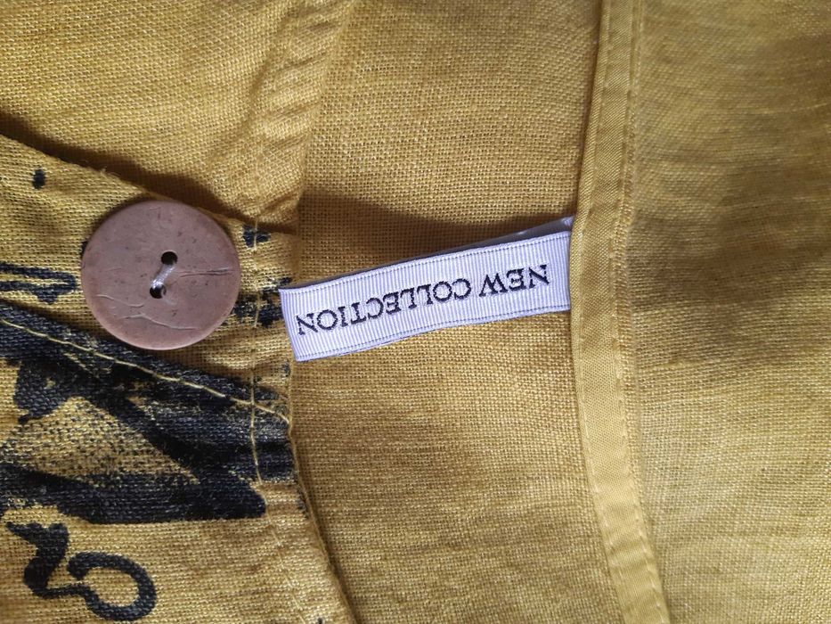 Уникальная блуза лен принт лица большого размера италия new collection