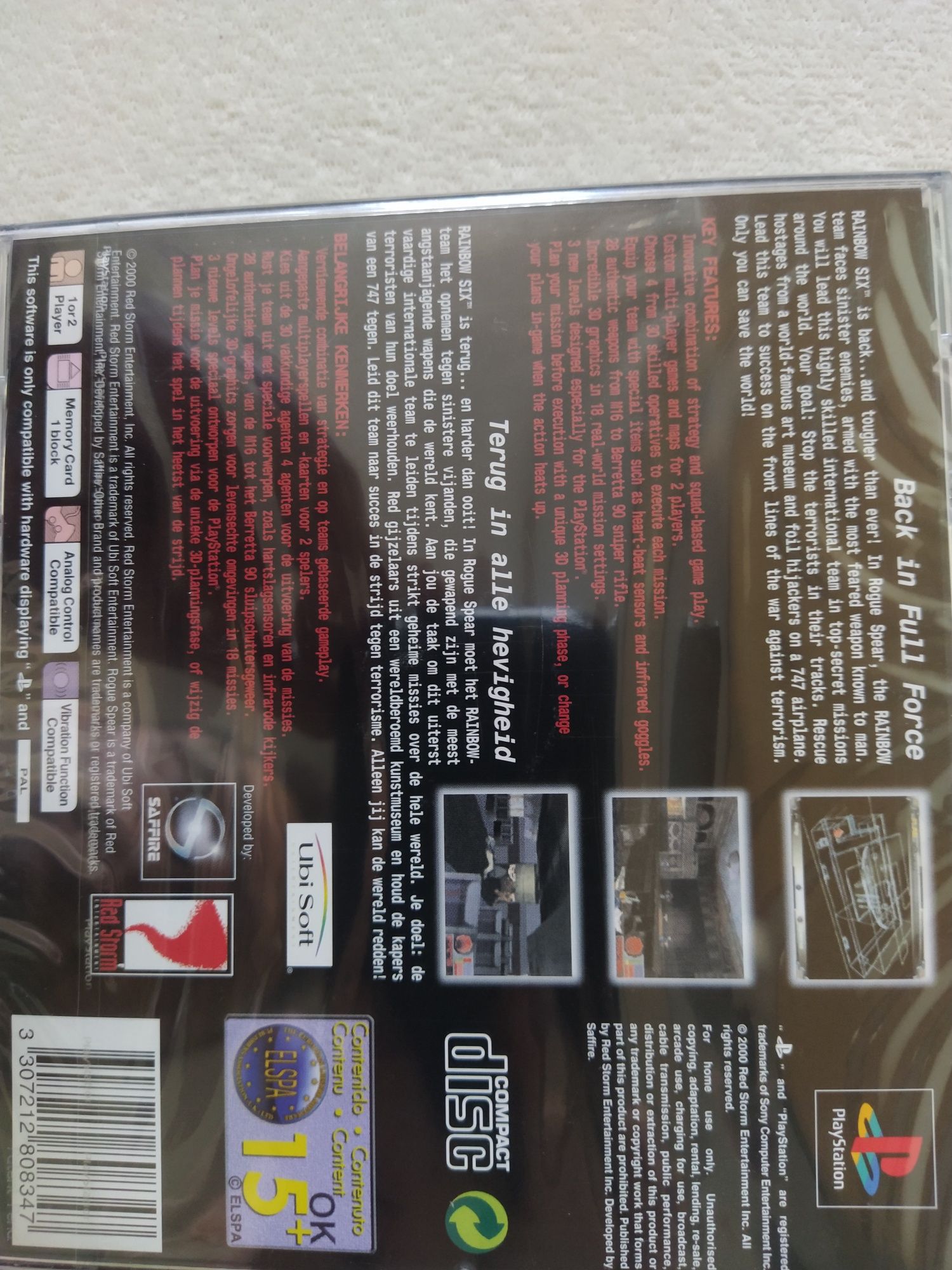 Ps1 psx one PlayStation Rainbow Six - Rouge Spear 3xA FOLIA pasek sony