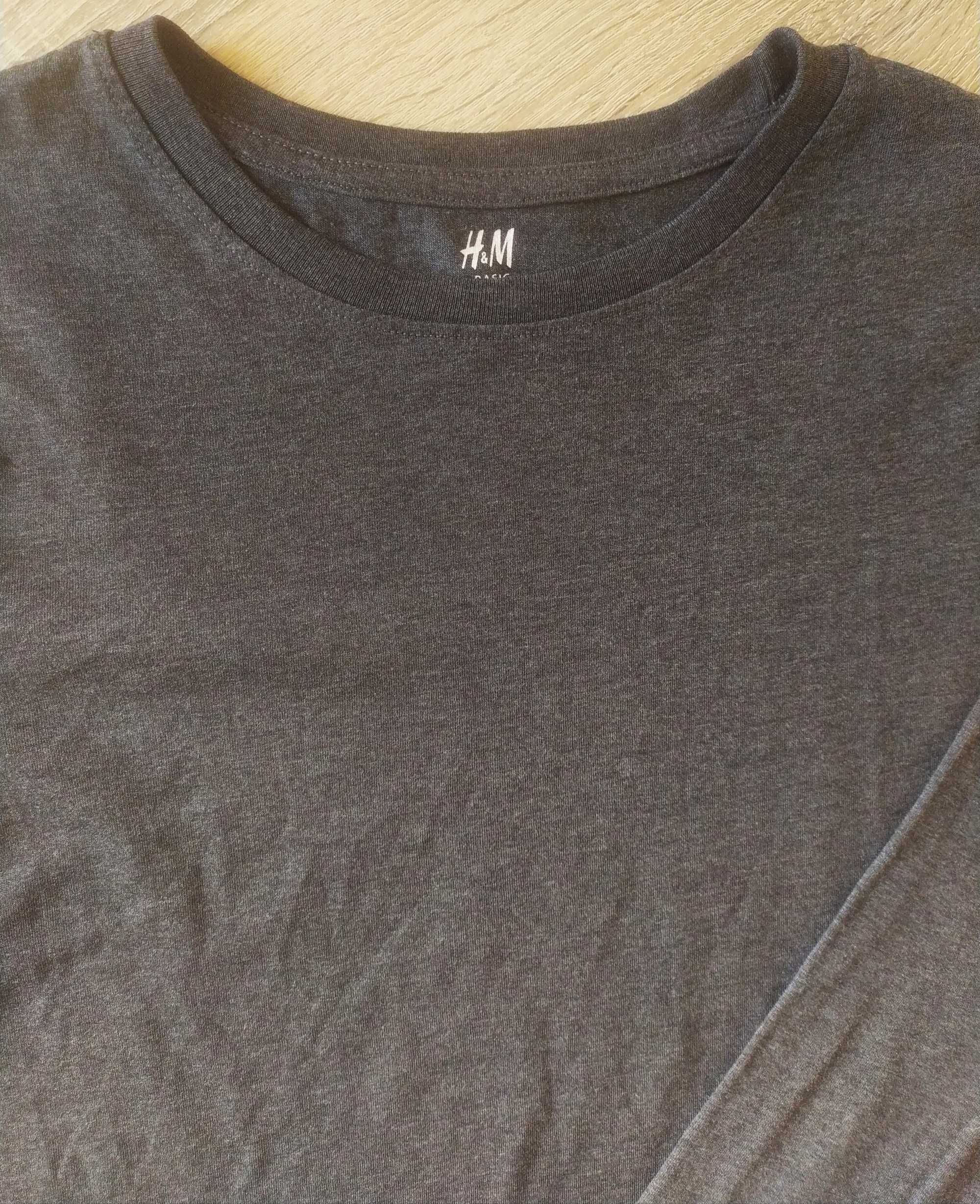 Ciemnoszara bawełniana bluzka Basic z długim rękawem ,H&M , rozmiar M
