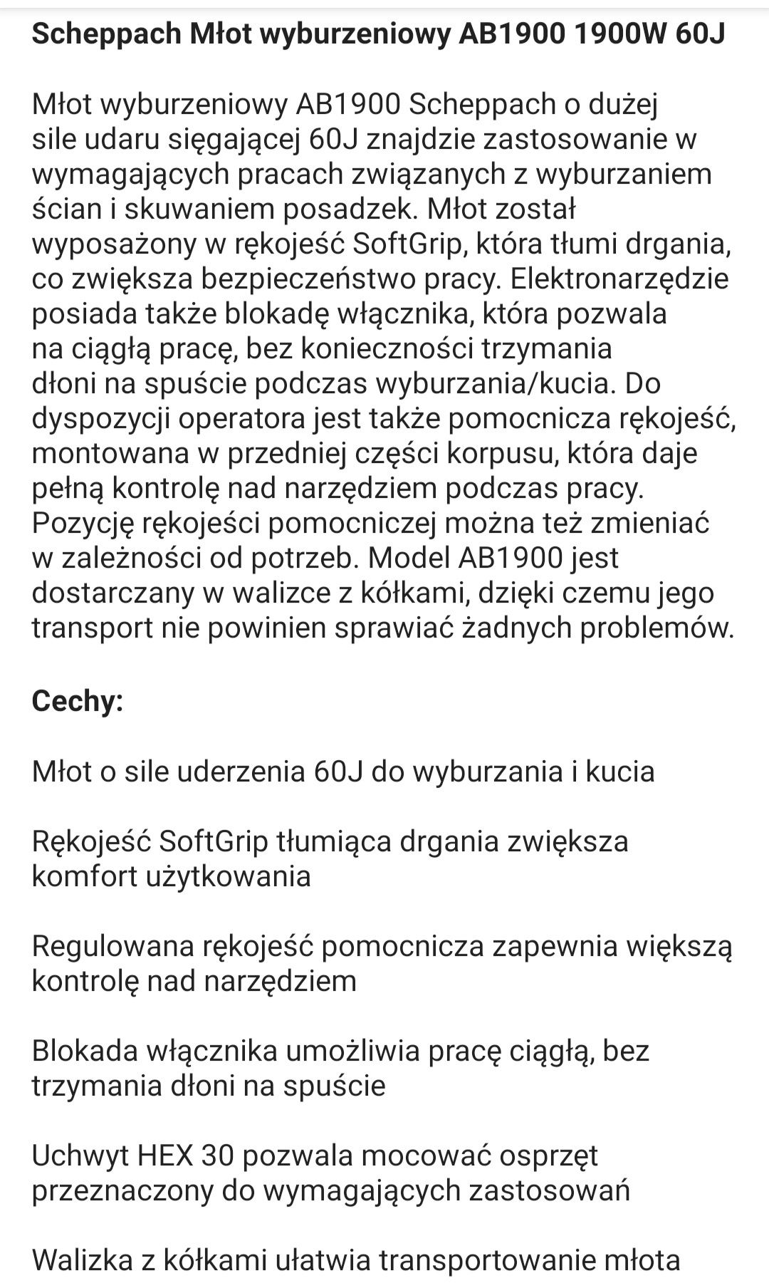 Młot  wyburzeniowy SCHEPPACH