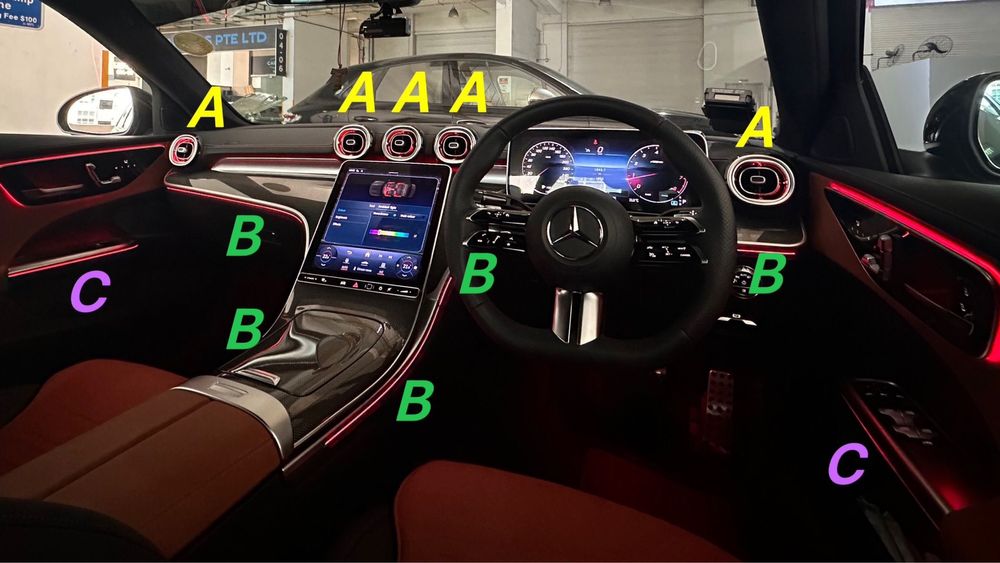 Ambient Light GLC x254/C W206| Підсвітка салону Mercedes GLC/C class