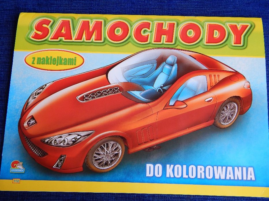 Książeczki do kolorowania z naklejkami - samochody + podkład ochronny