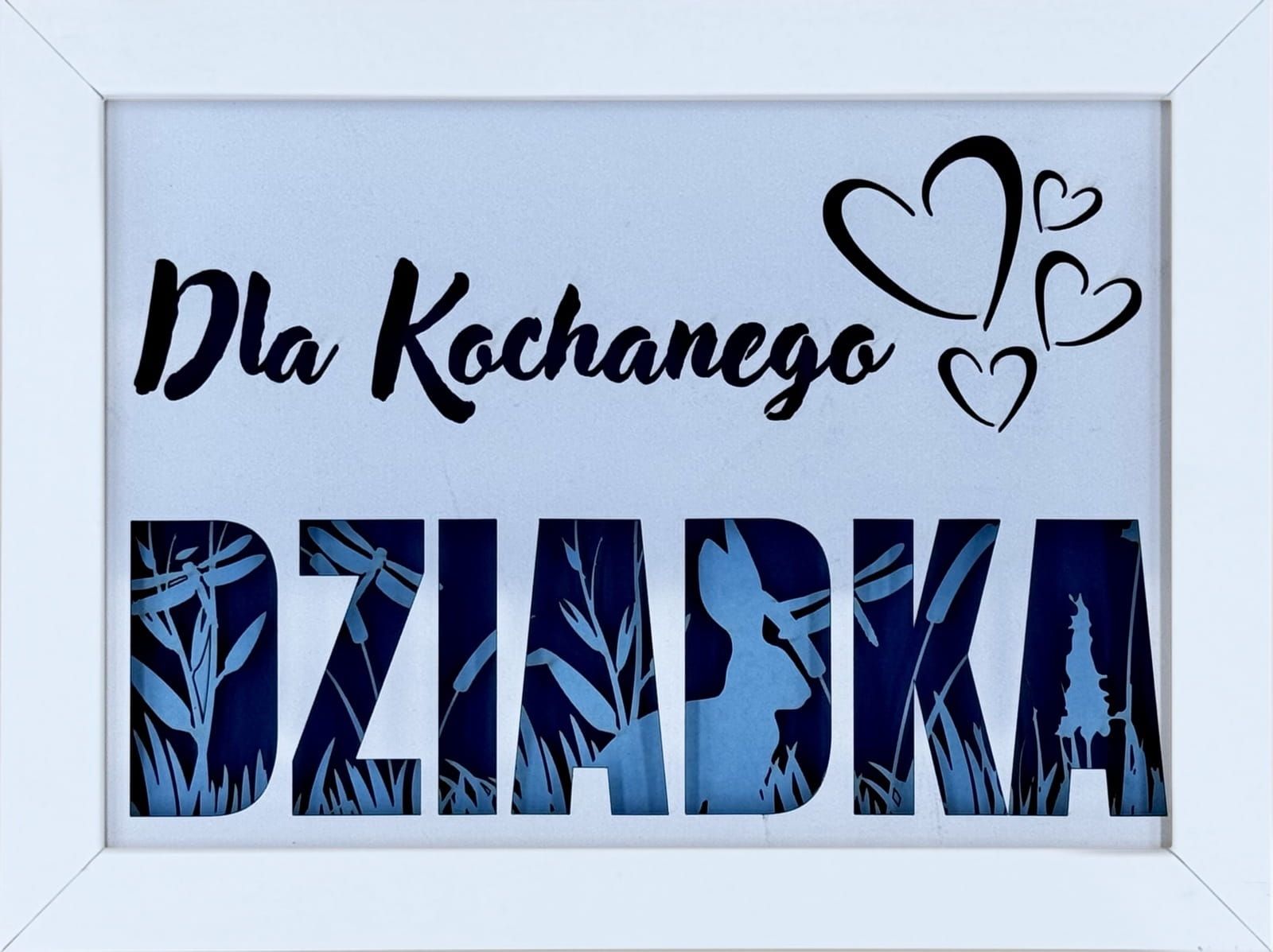 Ramka 3D shadow box Dla Kochanego Dziadka Łąka 20x15