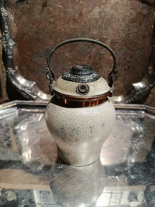 Cachimbo ópio Cerâmica Chinesa Séc XIX 14 cm Carimbado