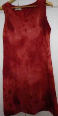 Vestido vermelho em seda com estampado esfumado - Tamanho M