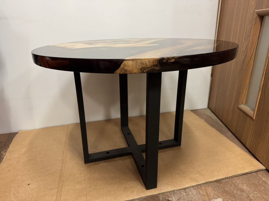Stolik 70cm kawowy z zywicy epoksydowej