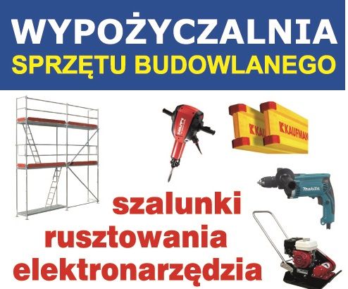 Wypożyczalnia wynajem sprzętu Budowlanego Młot Zsyp Zagęszczarka