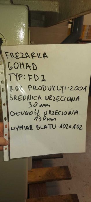 Frezarka dolnowrzecionowa GOMAD FD-2 2001r.