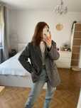 H&M marynarka szara jodełka oversize jednorzędowa wełna wool M 38