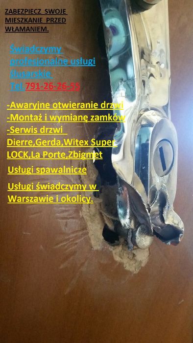 Ślusarz -Zamki Pogotowie zamkowe 24h/7 Warszawa i okolice