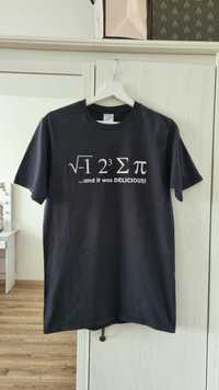 czarna bawełniana koszulka z matematycznym wzorem mat fiz S 36