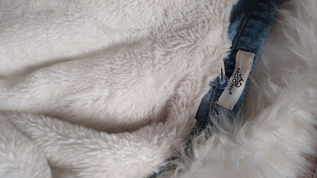 Przepiękna kurtka katana jeansowa z futerkiem ocieplana