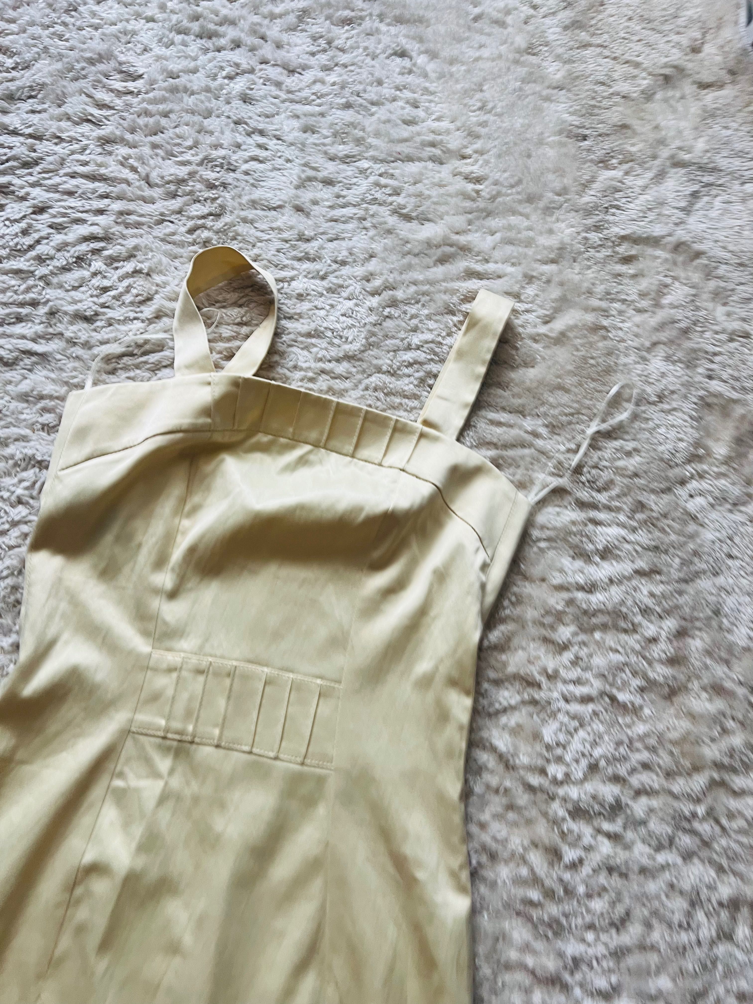 Sukienka midi przed kolano XS/34 bananowa H&M