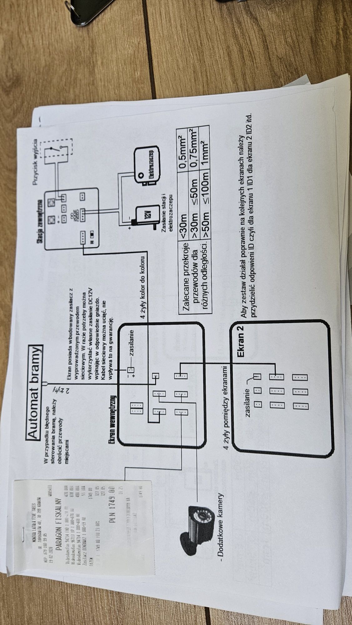Domofon 5tech 4 żyłowy + kamera, zestaw