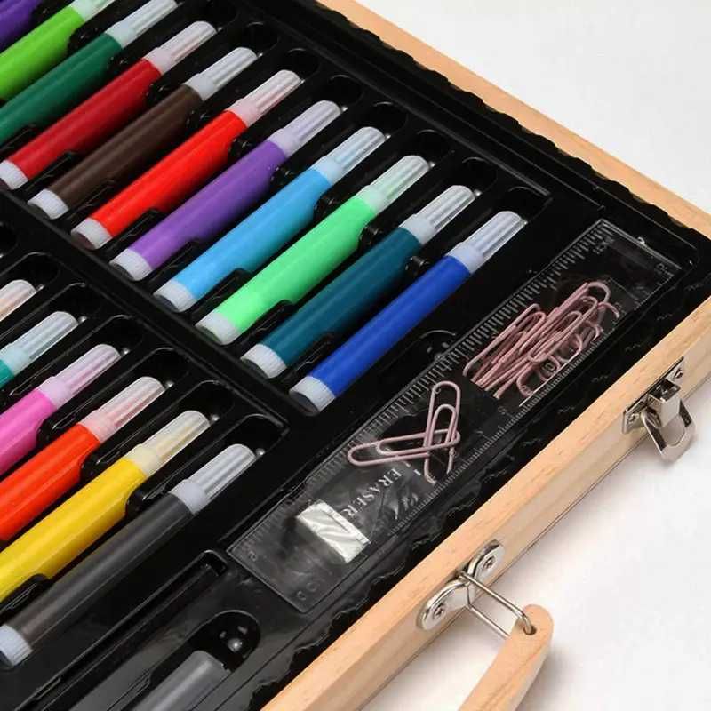 Дитячий набір для малювання 150 предметів у дерев'яній валізі