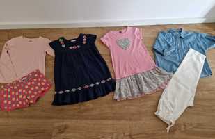 Conjunto: calções, calças, 2 vestidos, camiseiro, blusa (10 anos)
