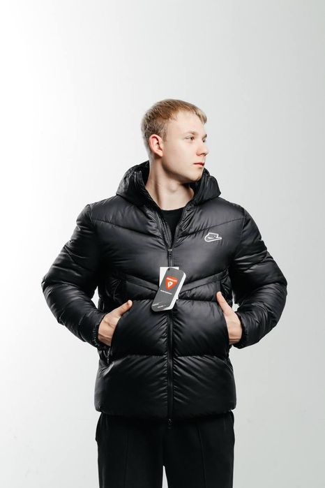 ФАВОРИТ! Куртка Nike NSW Black S M L XL пухан пуховик чорний найк