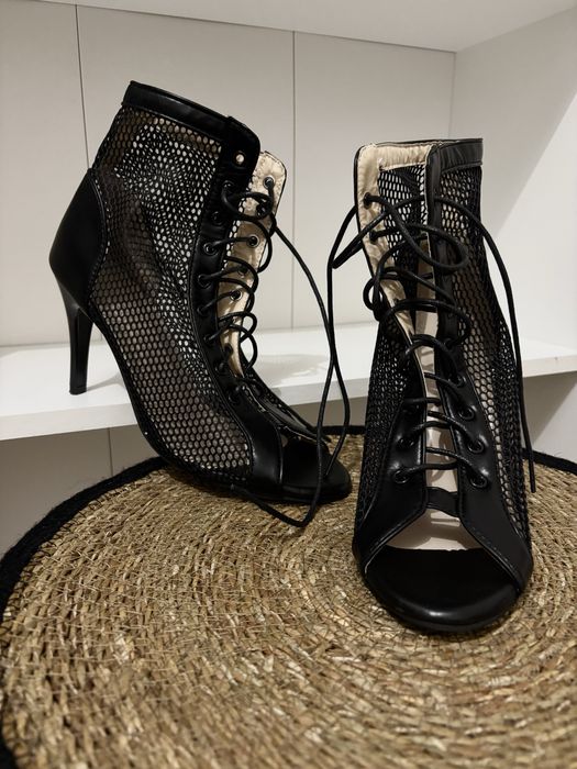 Туфли хай хилс для танцев high heels босоножки сетка завязки