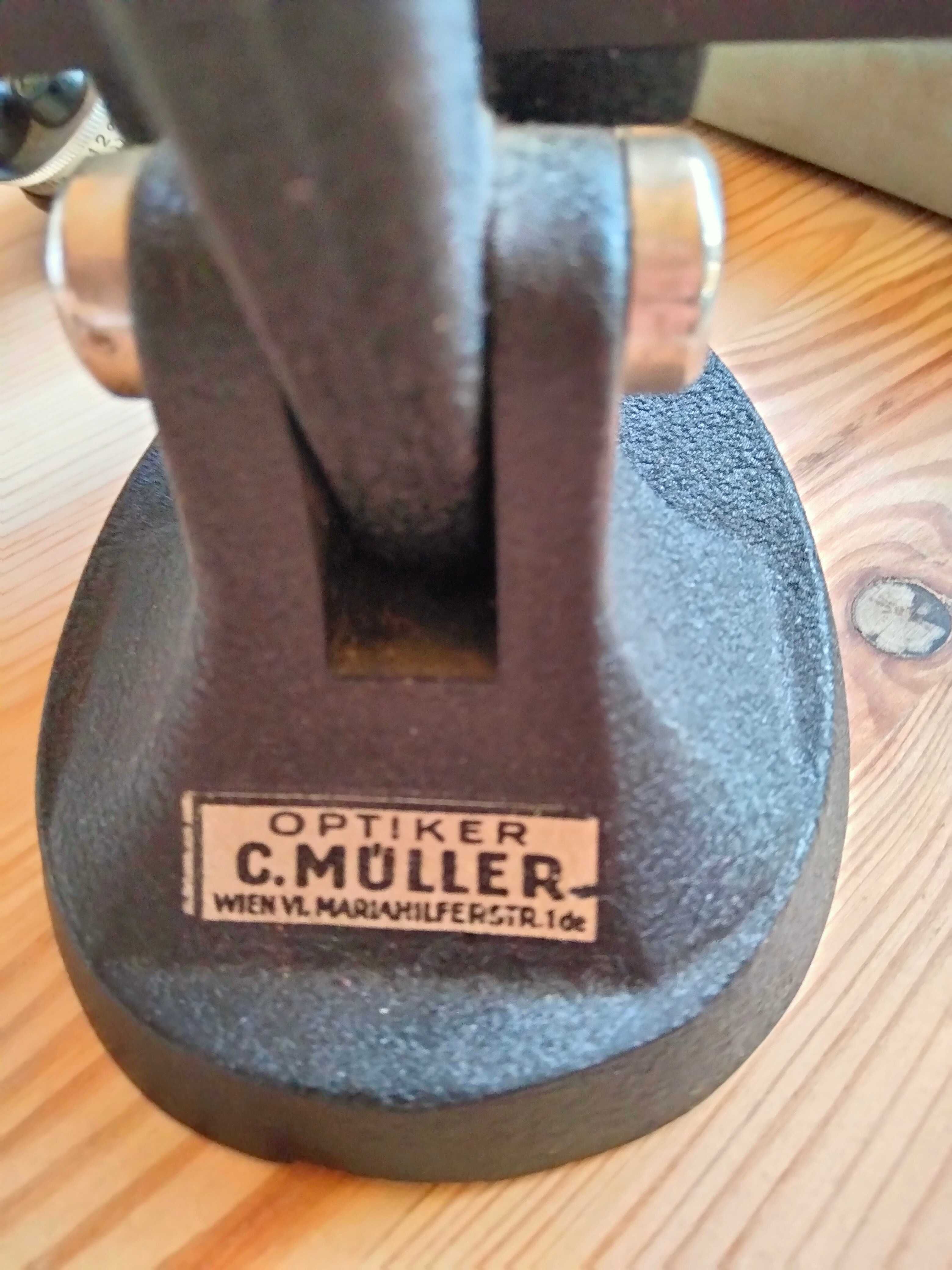 stary mikroskop niemiecki optiker C. Muller, szkiełka