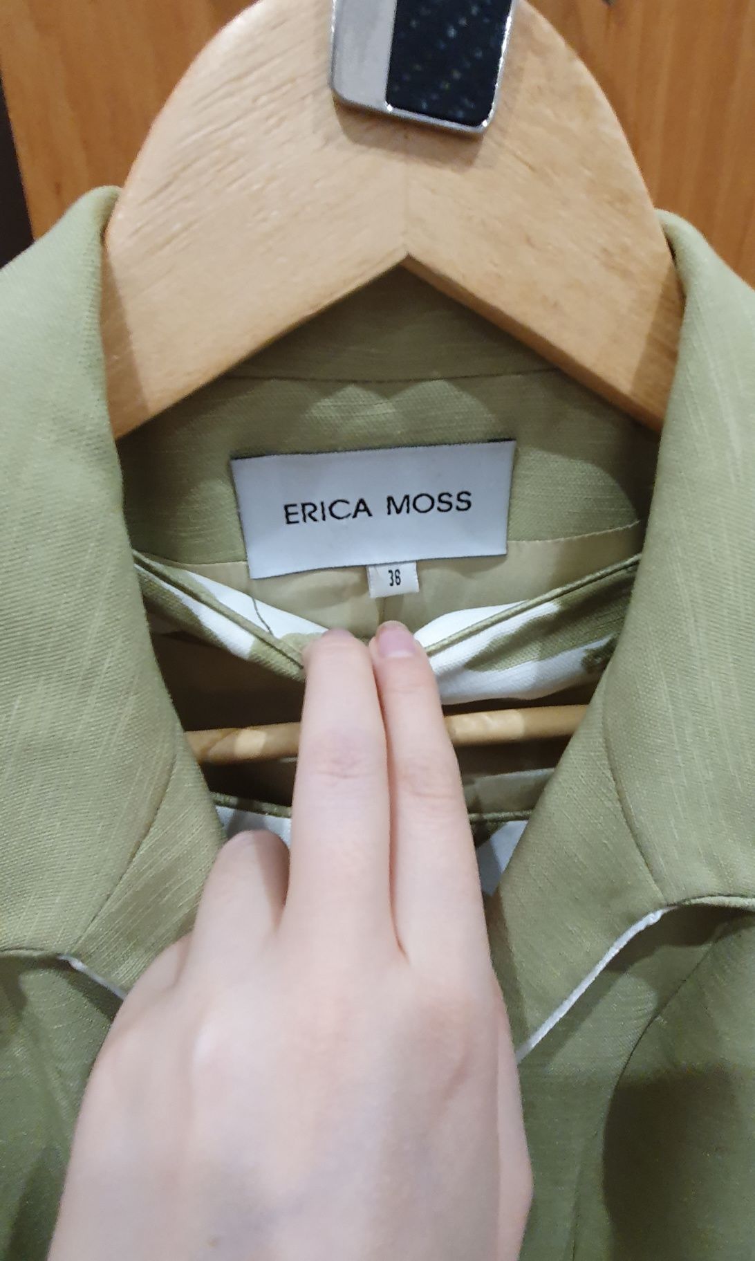 Marynarka żakiet oliwkowo-beżowa Erica Moss 36 S
