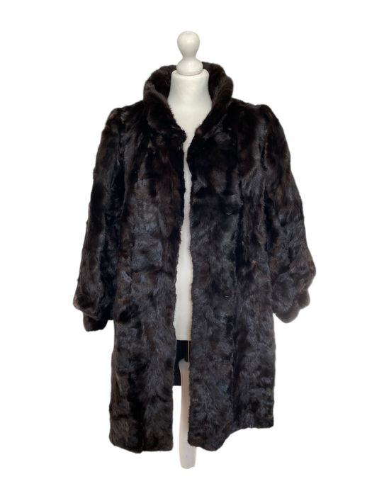 Naturalne futro z norek, czekoladowy brąz, L, stan igła!