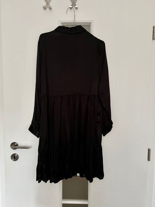 zara sukienka oversize koszulowa premium czarna babydoll S jedwab