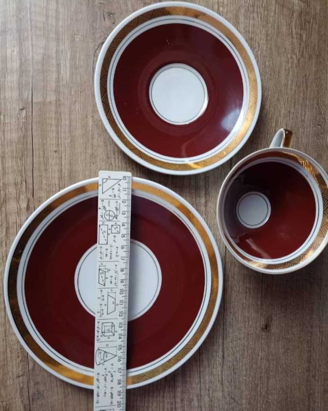 Piękny porcelanowy zestaw trio do herbaty kawy.Lichte Made in GDR