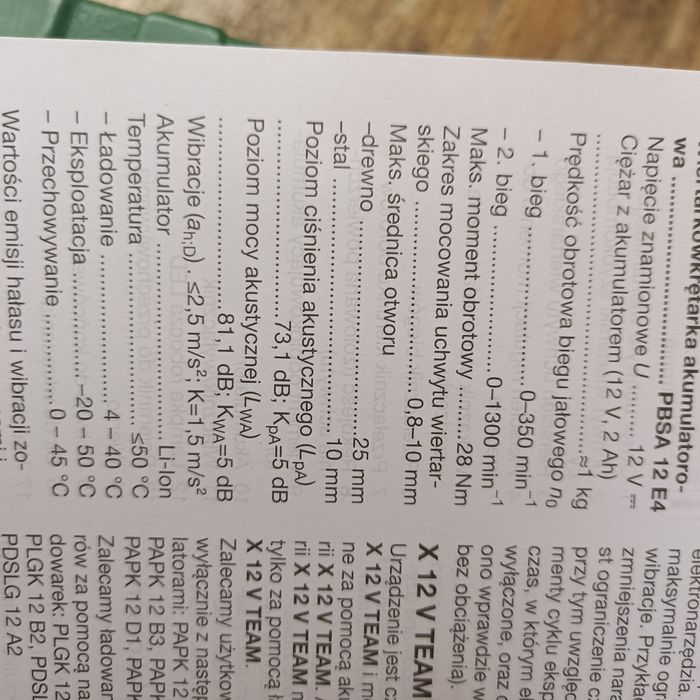 Parkside PBSPA 12 E4 Wkrętarka komplet NOWA