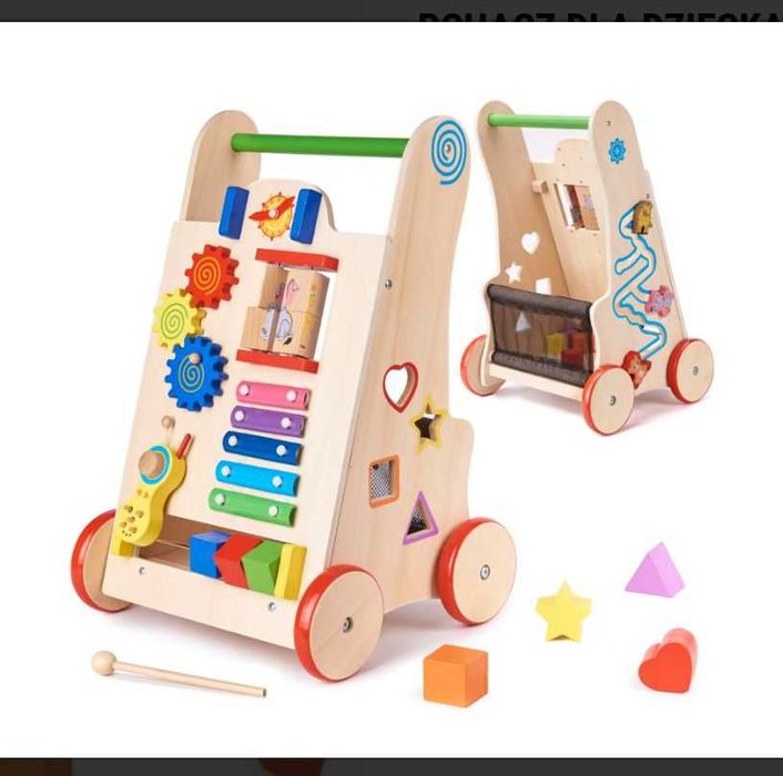 Pchacz dla dziecka chodzik drewniany kostka edukacyjna 6w1