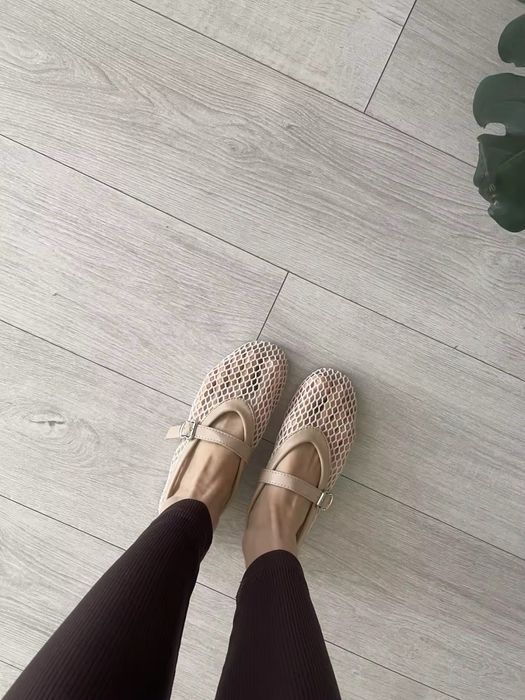 Балетки туфлі в сіточку бежеві 40 р 39 38 тренд 2025 босоніжки сітка