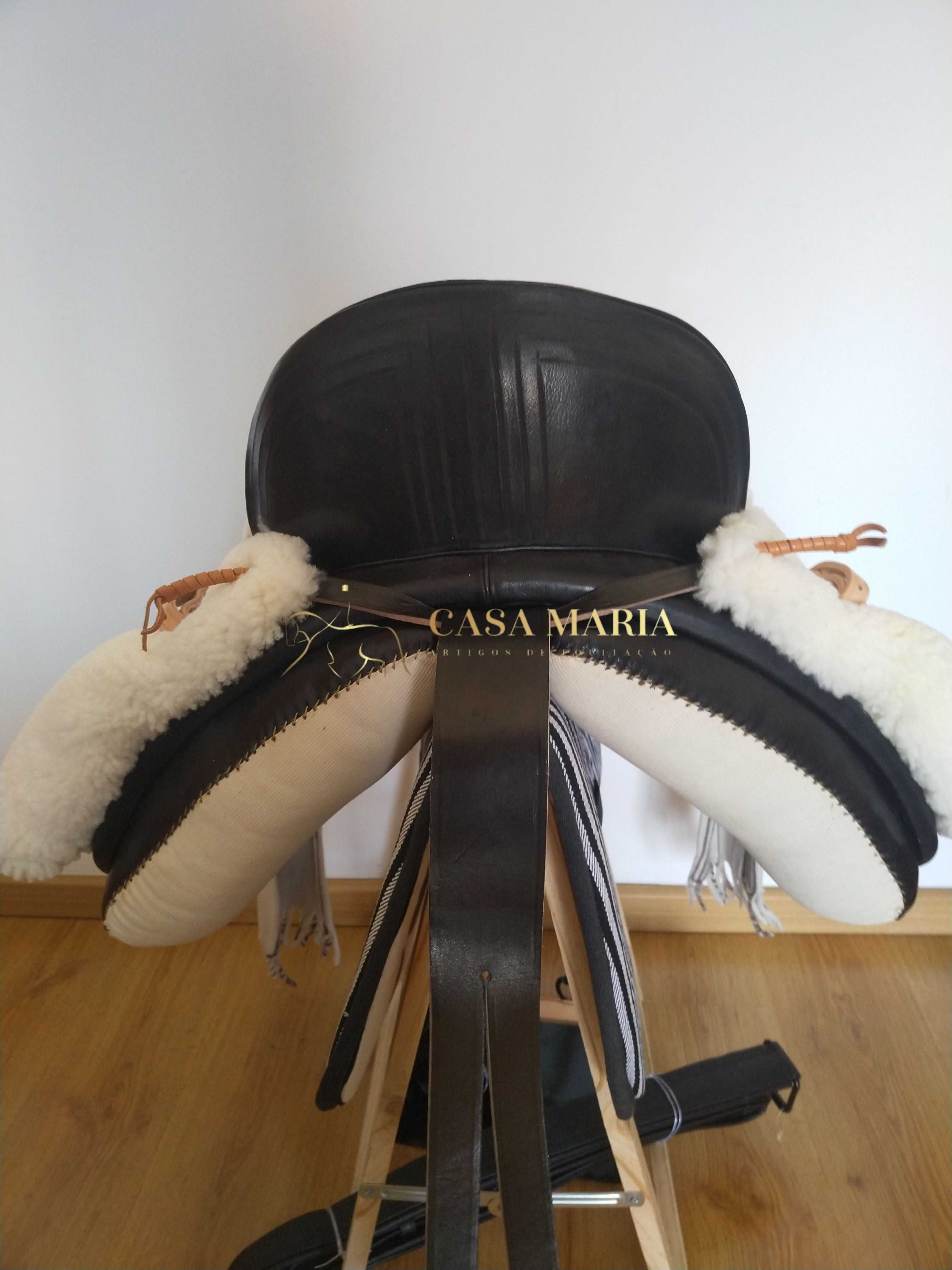 Sela Montura Espanhola Vaso Profundo Completa - Pelo Natural - NOVA