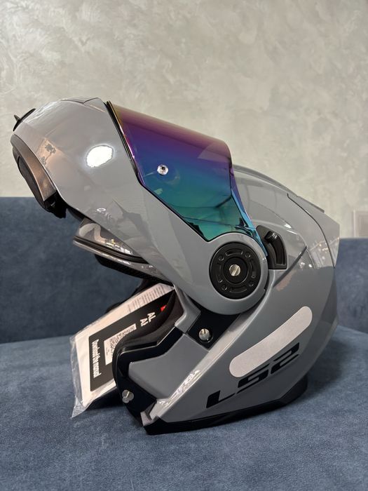 Шлем мотоциклетный мотошлем модуляр серый LS2 FF345