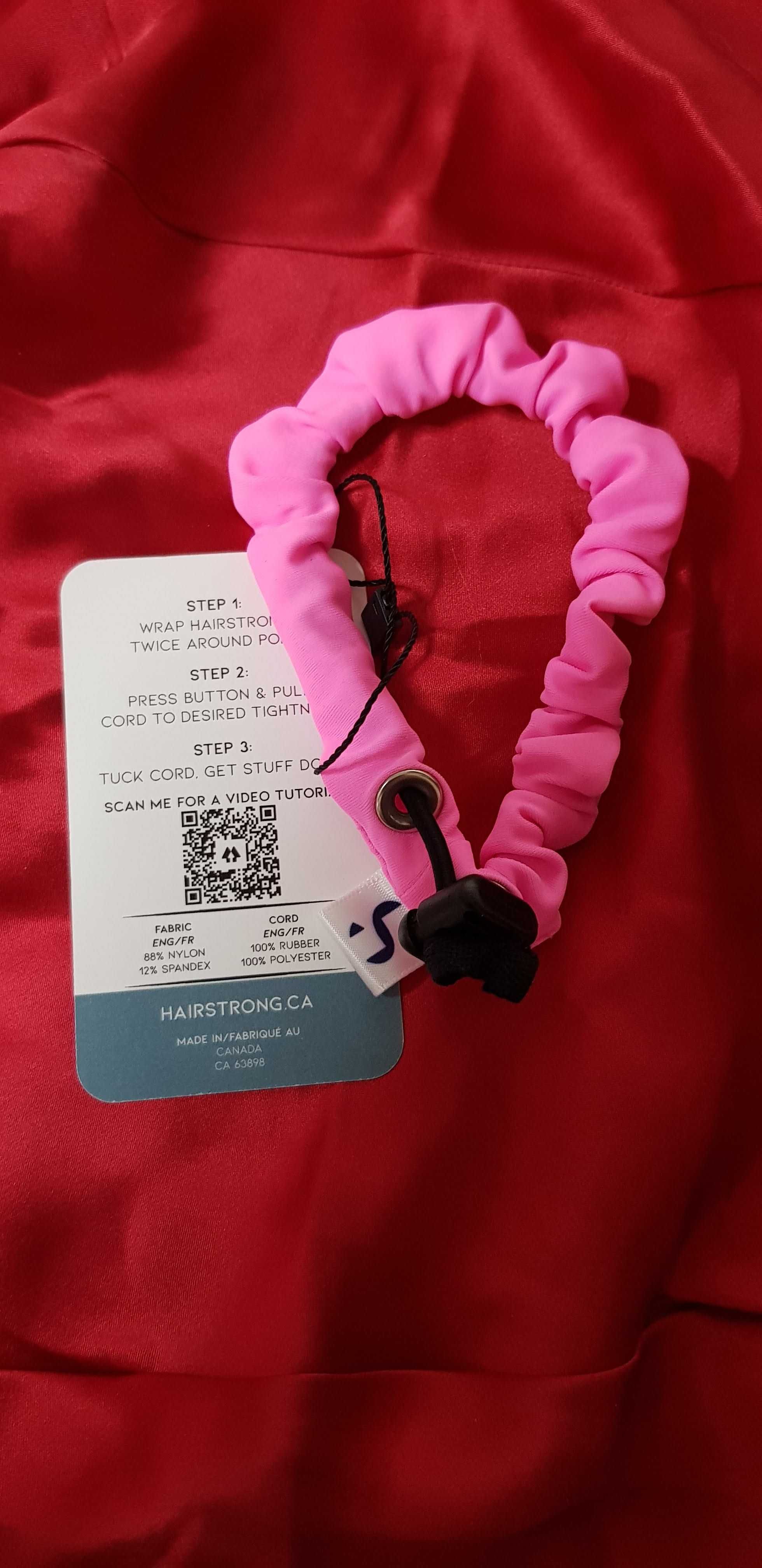 Nowa Strongband sportowa scrunchie różowa dla włosomaniaczki
