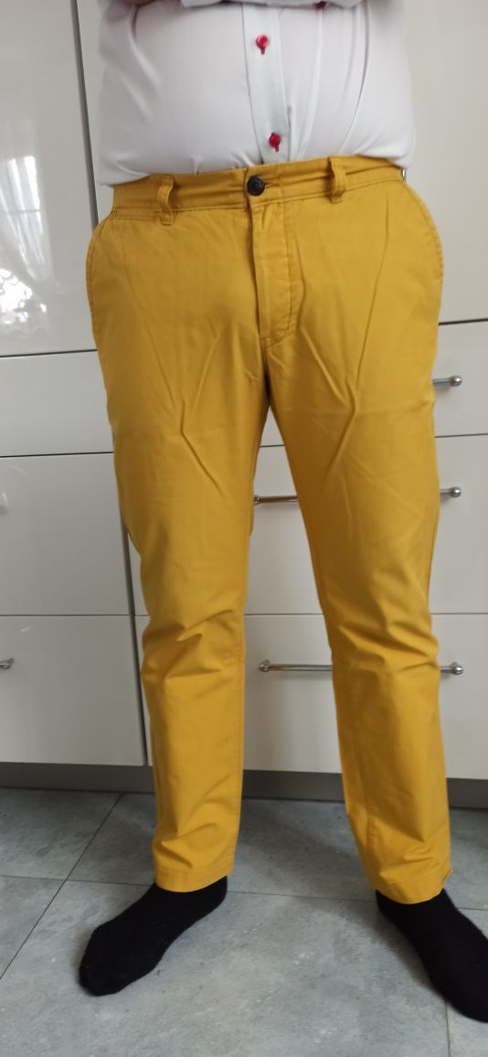 Sg Musztardowe spodnie męskie L , XL Slim chino chinosy męskie L , XL