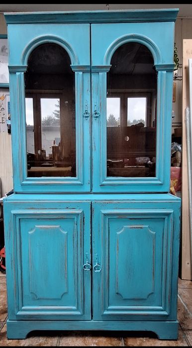 KREDENS TURKUSOWY, prowansalski, shabby  chic