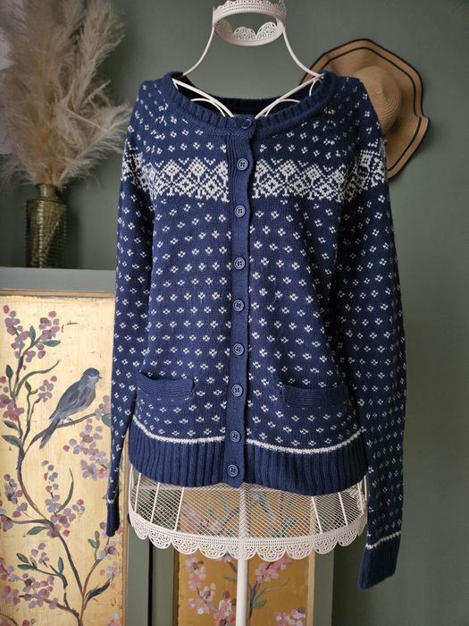Kardigan damski sweter  Carling M Norweski Wzór Granatowy Rozpinany Sw
