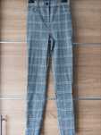 Spodnie/ legginsy/ jegginsy, w kratę, XS, wiskoza, szare/ czarne