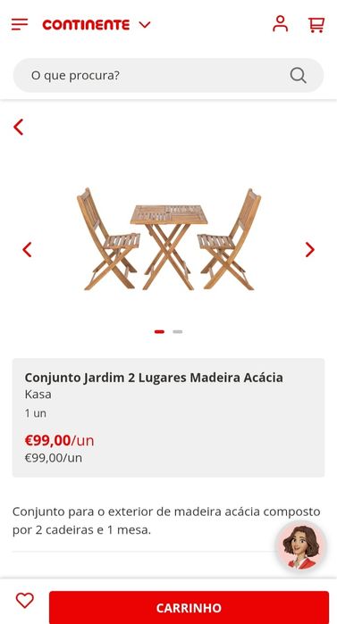 Conjunto Mesa + 2 Cadeiras Jardim, Madeira Acácia