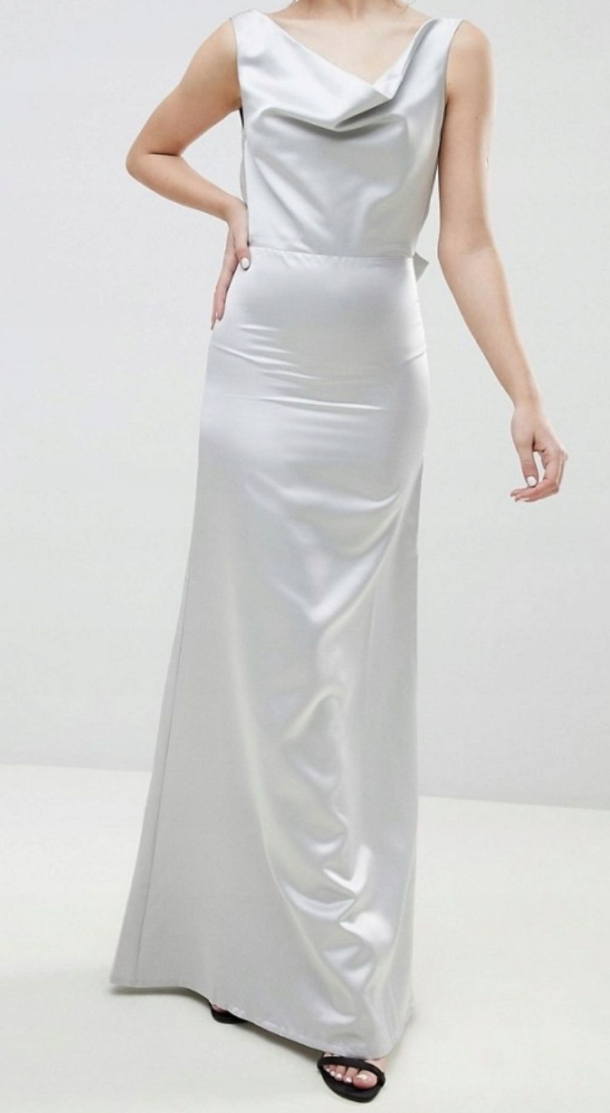 TRUE VIOLET srebrna silver S M 36 38 sukienka maxi koktajlowa NOWA