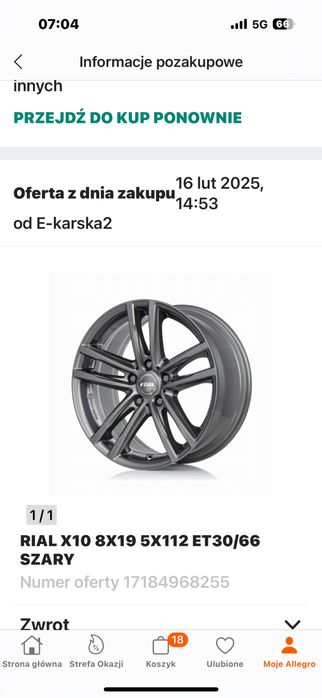 Kompletne felgi wraz z oponami