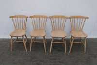 Oczyszczony komplet 4 krzeseł dębowych całe drewniane 489