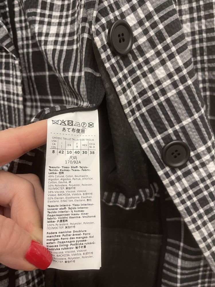 MAX MARA piękna marynarka w kratkę, z ściąganiem w talii